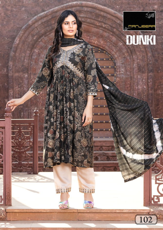 Dunki By Manjeera Modal Printed Kurti With Bottom Dupatta Wholesale In India
